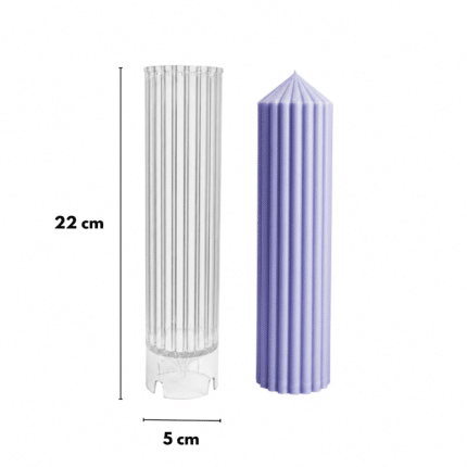 Plastikowa forma do ryflowanej świecy cylindrycznej 22 × 5 cm