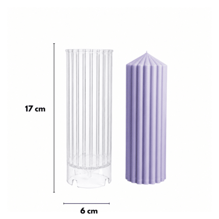 Plastikowa forma do ryflowanej świecy cylindrycznej 17 × 6 cm